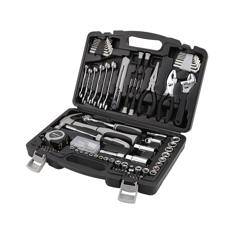 Amazon Basics 131-Piece General Household Hand Tool Set with Storage Case for Home Repair, Portable