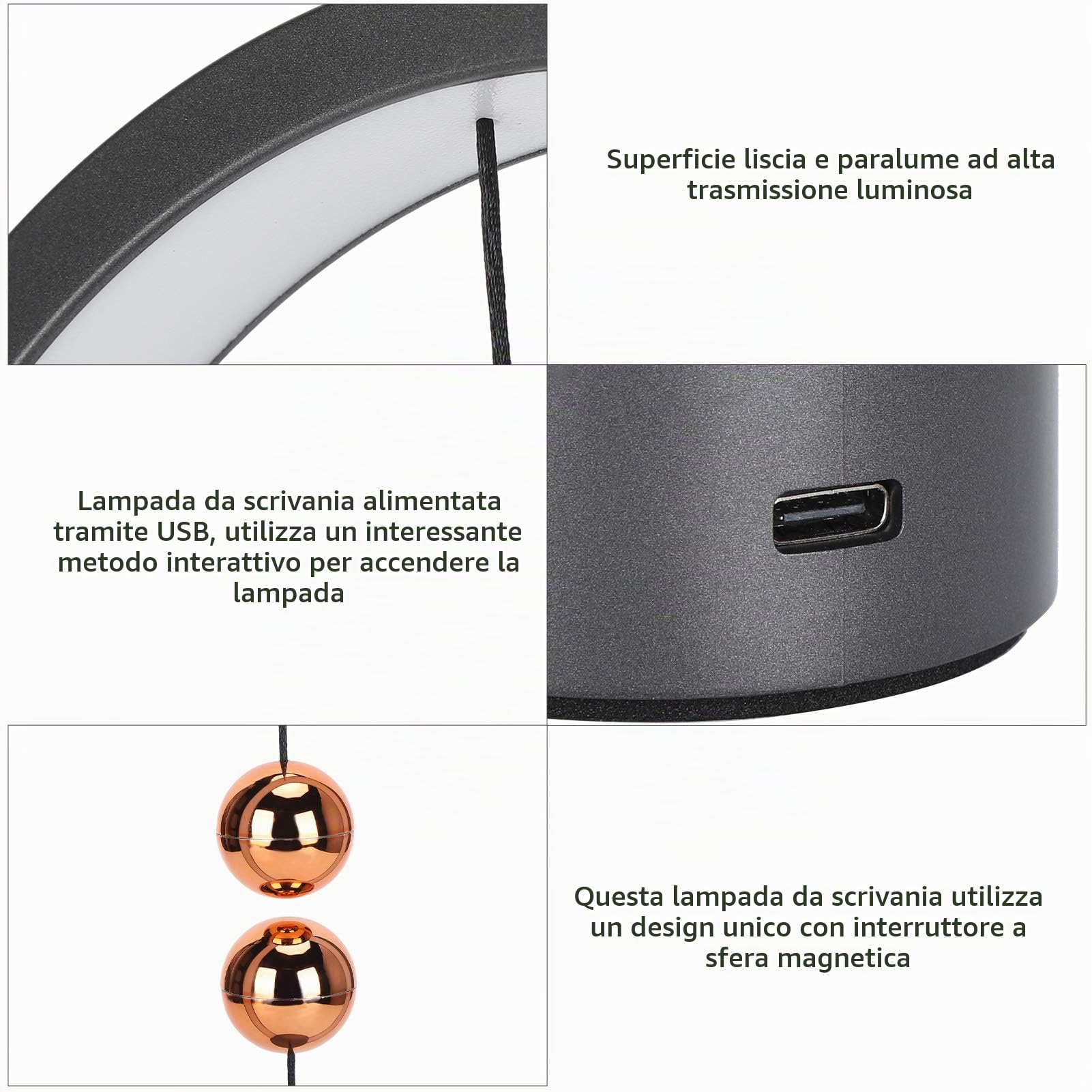 Hztyyier Heng Balance Lamp, Lampada a LED con Regolazione Toccata, Design Equilibrato, Luce Magnetica, per Casa, Ufficio, Camera da Letto