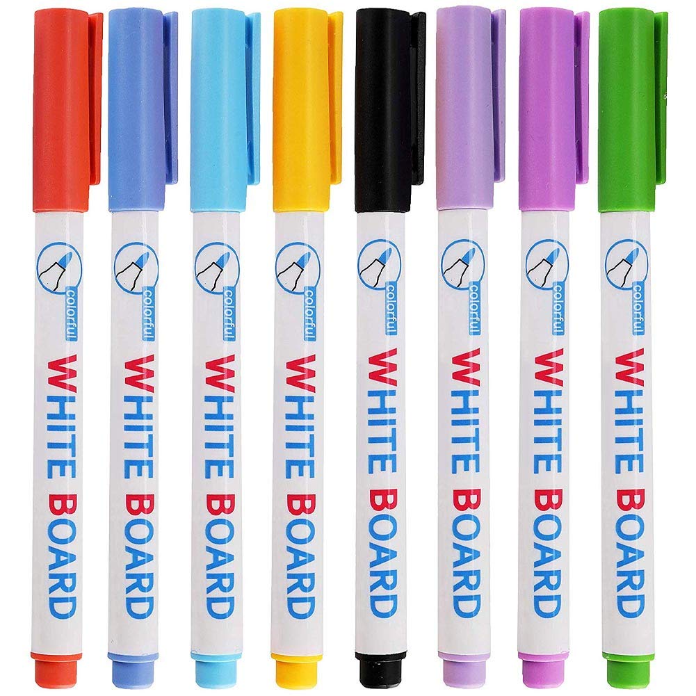 Dry Erase Whiteboard Markers(LOW ODOR NON-TOXIC) 8 Colors Erasable Markers Pens for Kids Adult Student Office School-Works on Most Non-Porous Surfaces