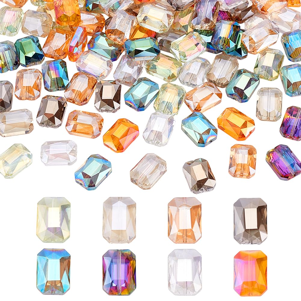 Perles à facettes multicolores en verre plat avec 8 nuances pour création artisanale