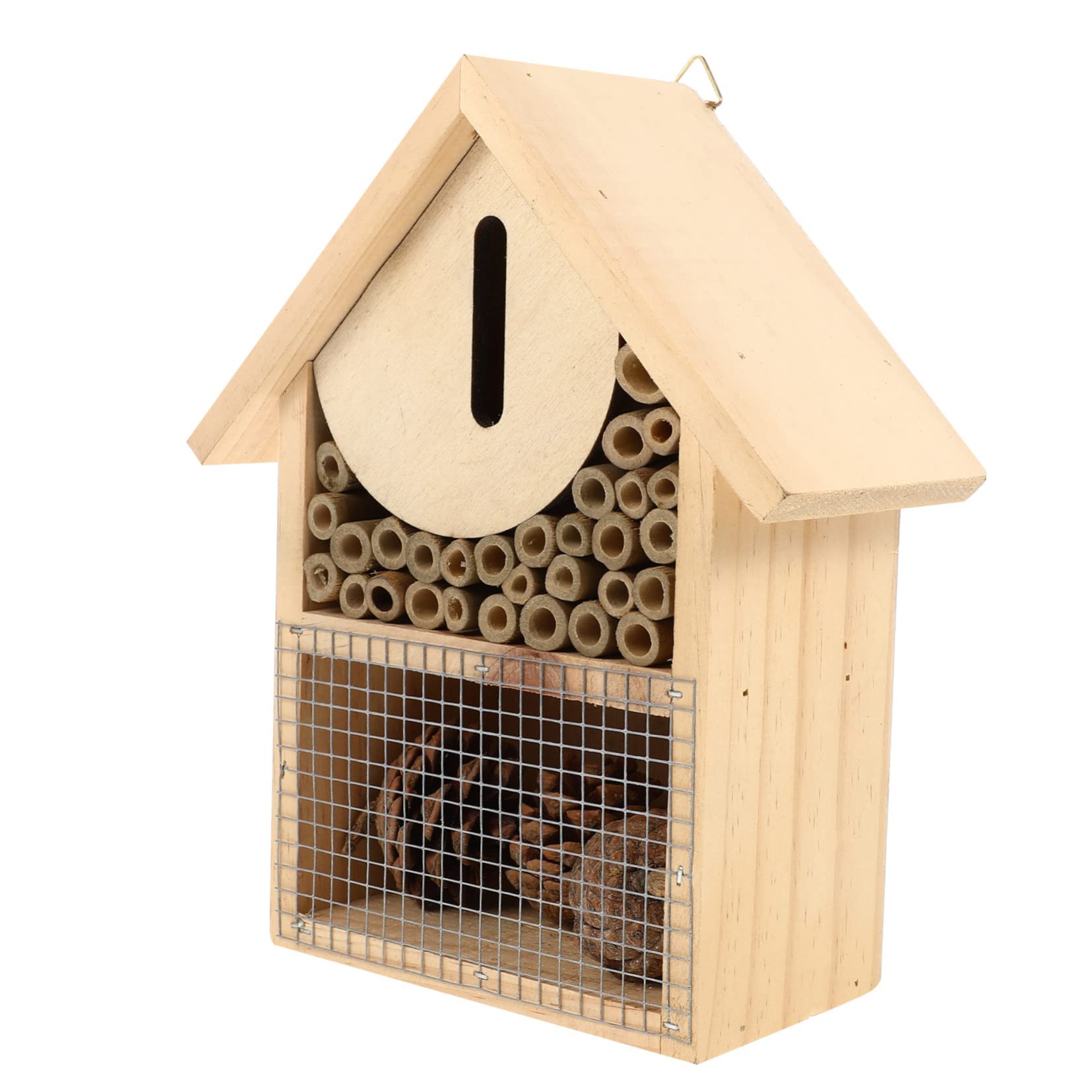 Casa delle Api in Legno da Appendere per Giardino, Albero o Terrazzo Gancio Casetta per Insetti Solitari Decorativa