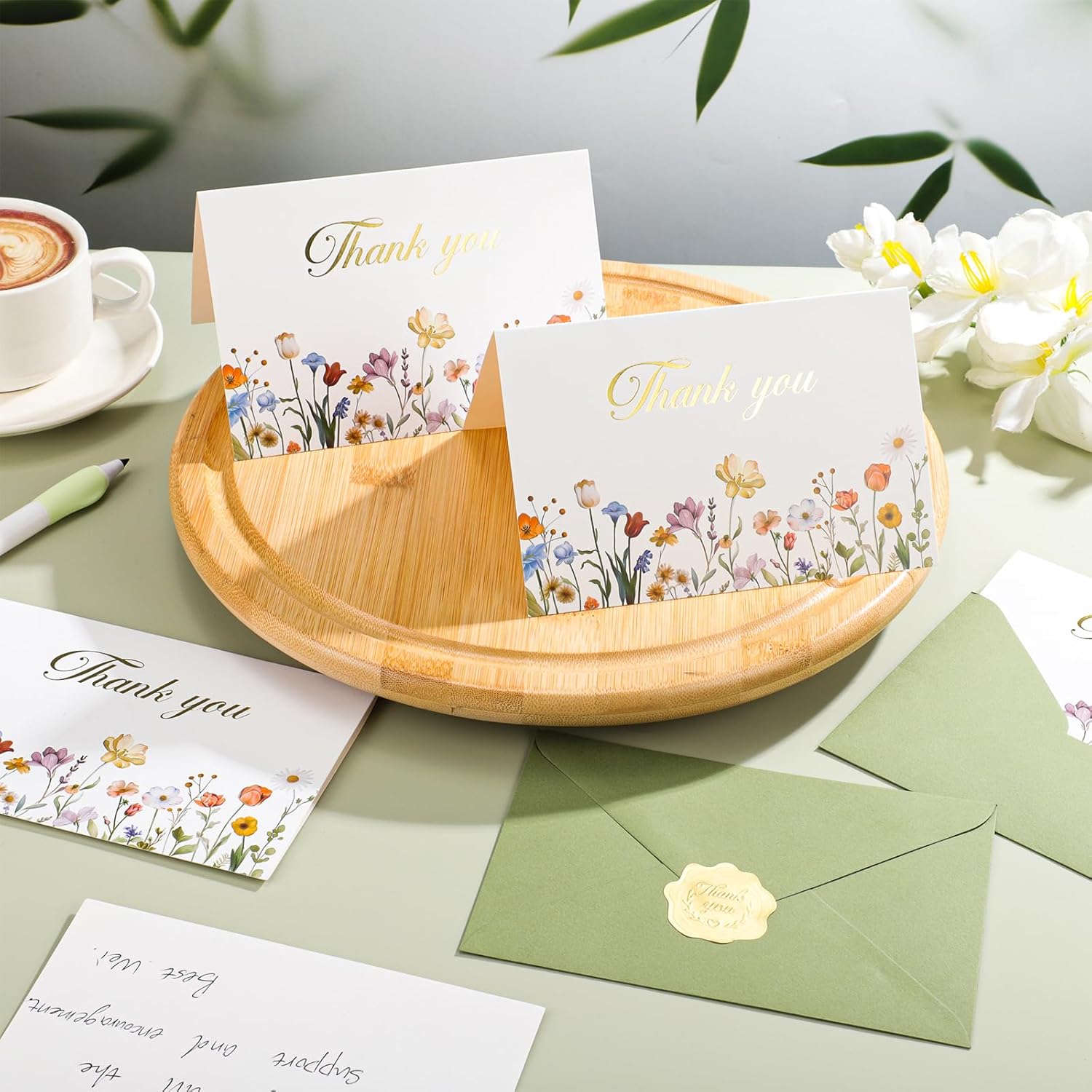 100 Pack Thank You Cards with Envelopes, 4x6 Inch Thank You Cards Bulk Blank Notes Card with Stickers Greeting Card for Wedding, Baby Shower, Graduation, Easter, Mother's Day, Teacher's Day - Image 7