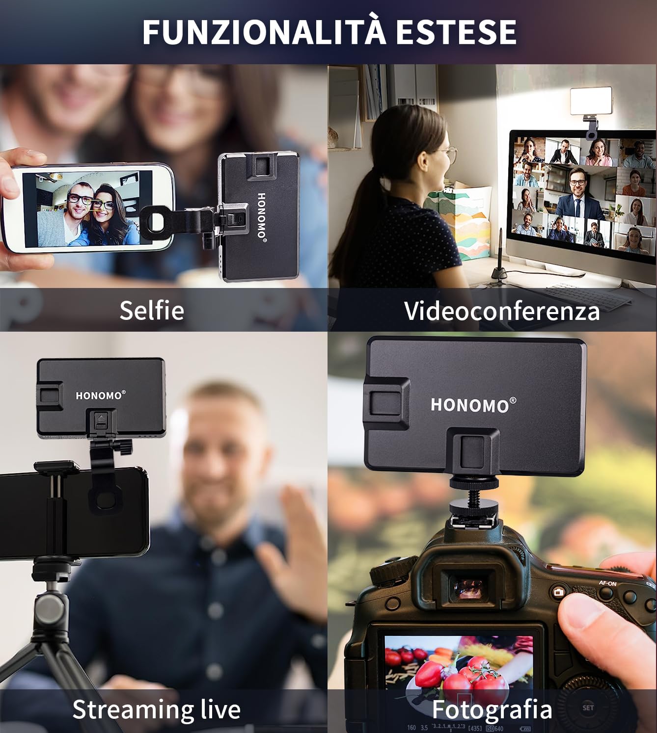 3000mAh Luce per Selfie Ricaricabile, di dimensioni tascabili, Clip On, Compatibile con Telefono, Fotocamera e Laptop per Immagini,Video,Tiktok Live Streaming,Riunioni Zoom, con Tasca per il Trasporto