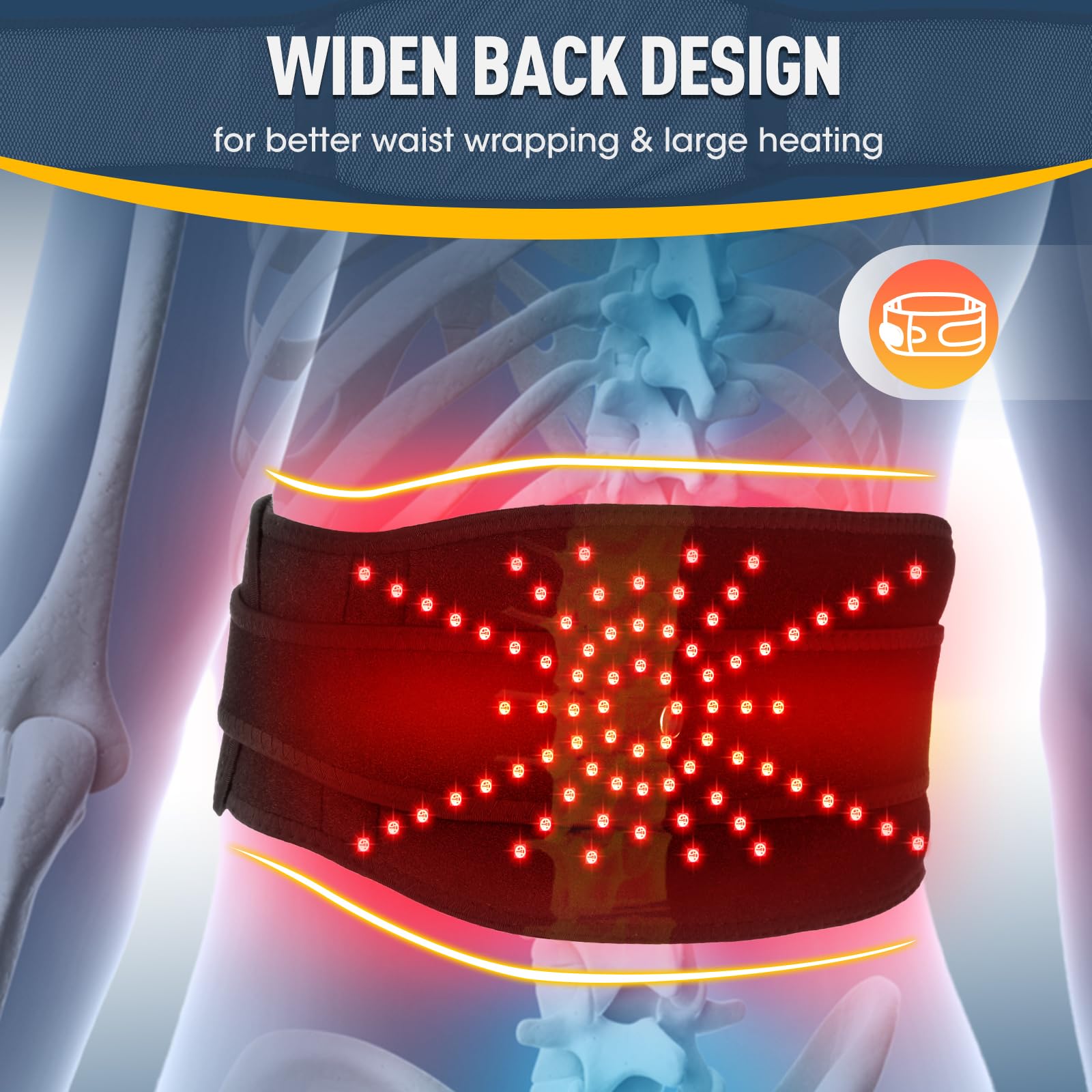 Tendina Di Riscaldamento Elettrico Per La Vita, Cintura Riscaldante Senza Fili Per Il Dorso Con Schermo Tattile Esclusivo, 3 Livelli Calore, 3 Modalità Massaggio, Per l'addome Con 5000mAh