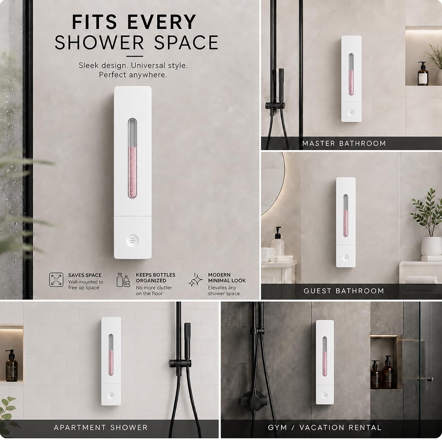 Shampoo and Conditioner Dispenser - Wall-Mounted 3-Chamber Shower Soap Dispenser, No-Drill, 1200ML Capacity, for Bathroom & Hotel image 3