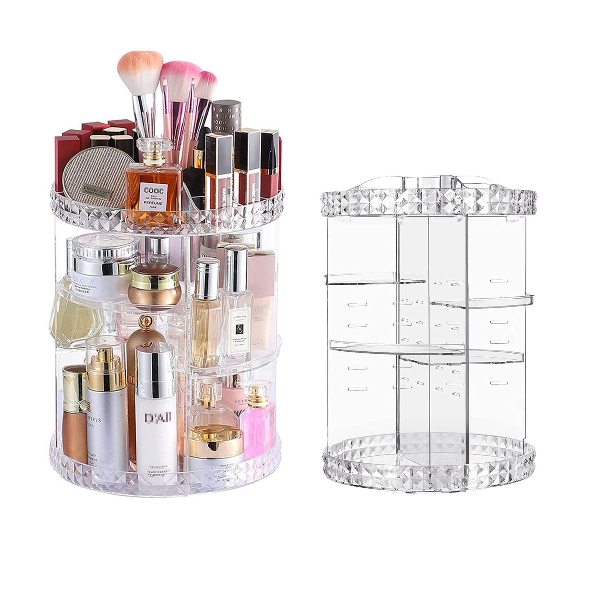 Organisateur de Maquillage Rotatif à 360 Degrés Rangement Cosmétique Grande Capacité Makeup Organizer Transparent Présentoir Cosmétique de Parfum Stockage Boîte pour Chambre à Coucher ou Salle de Bain