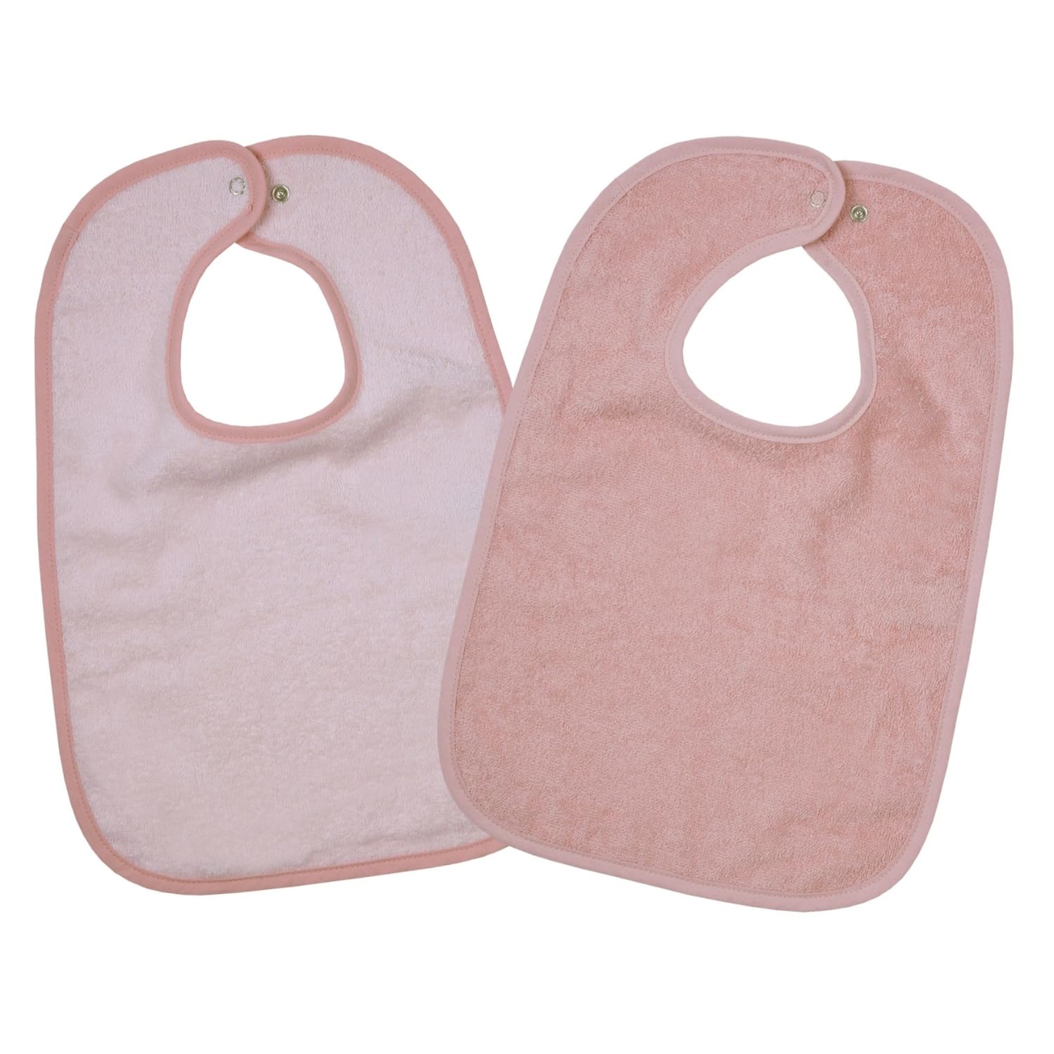 Wörner Set of 2 Baby Bibs Cotton – Baby Bibs – Adjustable Size with Buttons, Ökotex Certified – Terry Cloth 100% Cotton, pink, One size