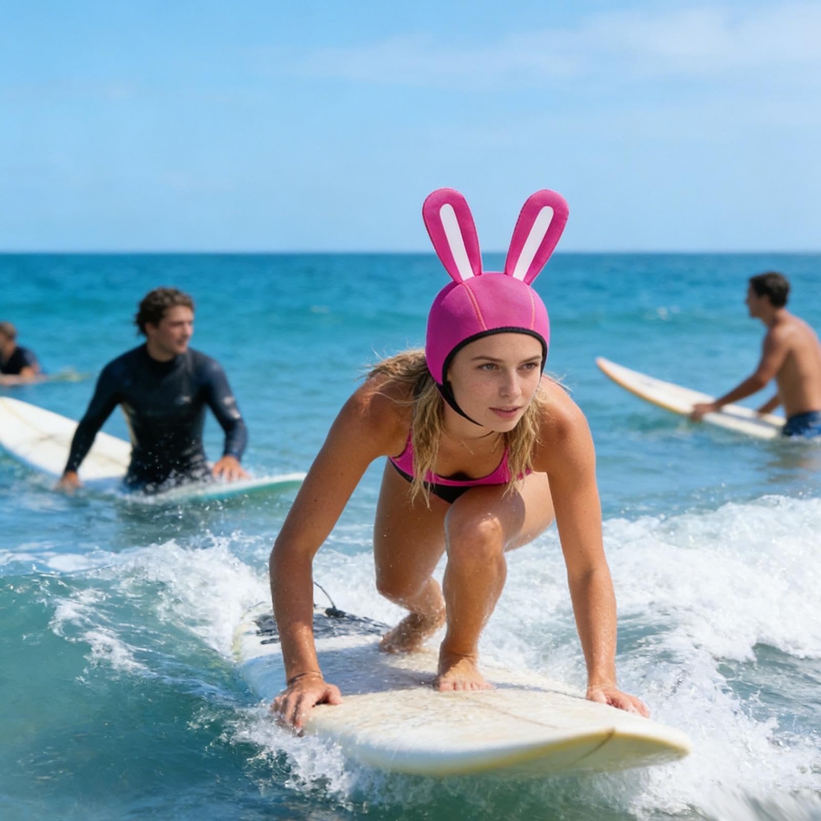 Generisch Bonnet de plongée en néoprène - Avec oreilles de lapin - Pour canoë-kayak, sports nautiques, surf, voile, natation, kayak et tuba