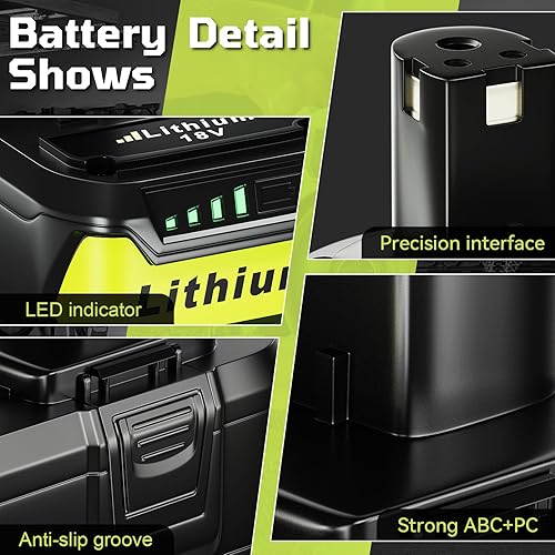 Miniatura 3 de 2Pack 6.0Ah P108 Batteries +P117 Charger Combo Replacement for Ryobi 18v Battery Compatible with Ryobi Battery P108 P107 P104 P105 P102 Charger with