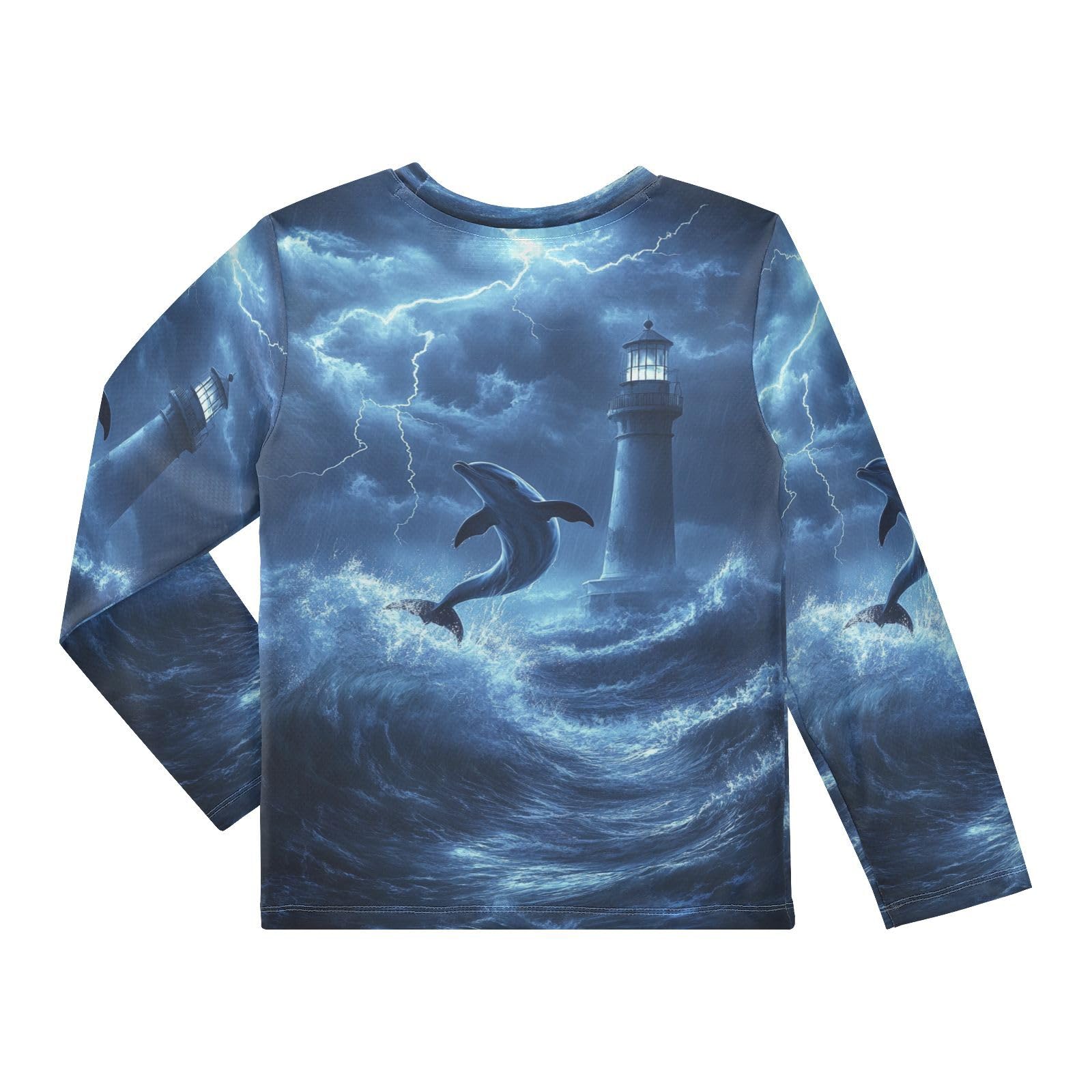 Dolphin Lighthouse Blue Rash Guard Shirt for Boys Sun Protection Shirt for Kids Toddler UPF50+ 5-6T