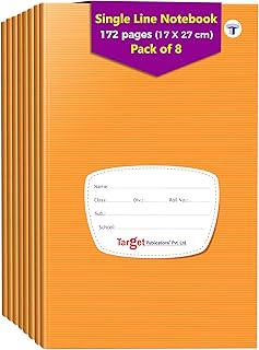 TARGET PUBLICATIONS Single Line Notebooks 172 Ruled Pages Soft Brown Cover 17 cm x 27 cm For School College Office Use Pack of 8 Books GSM 58