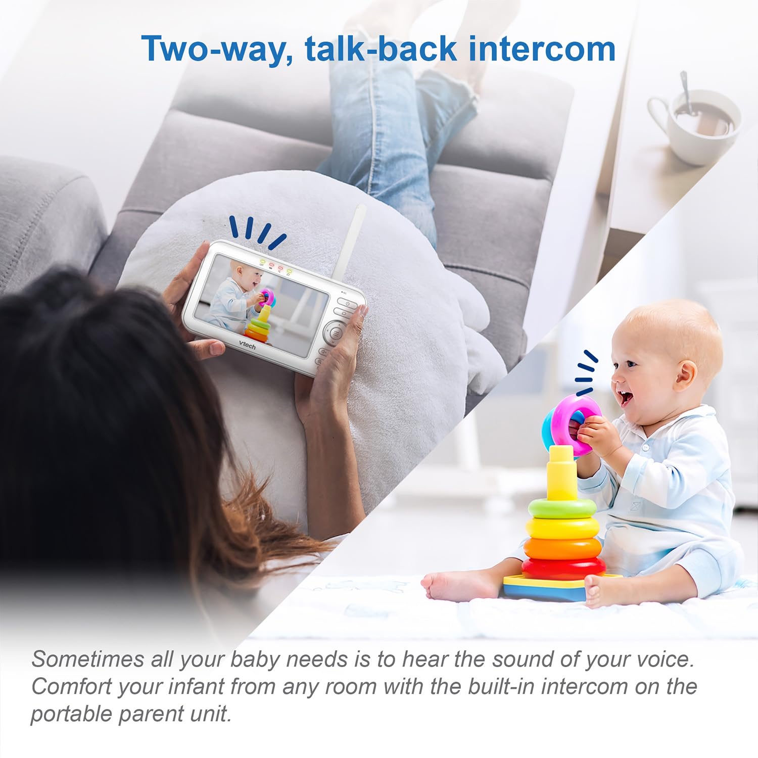 VTech Indoor - Babyphone Vidéo Vision XXL BM4550 - Babyphone Vidéo -720p- Très Grand Ã‰Cran - Version FR, 1 Unité (Lot De 1)