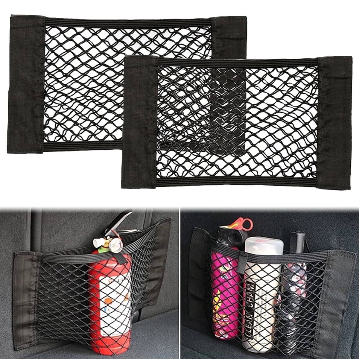 Filet De Rangement Pour Voiture 70x50 Cm - Double Fermeture Éclair - Pour Vêtements, Couvertures, Oreillers - Convient SUV, Berline, Camping-car
