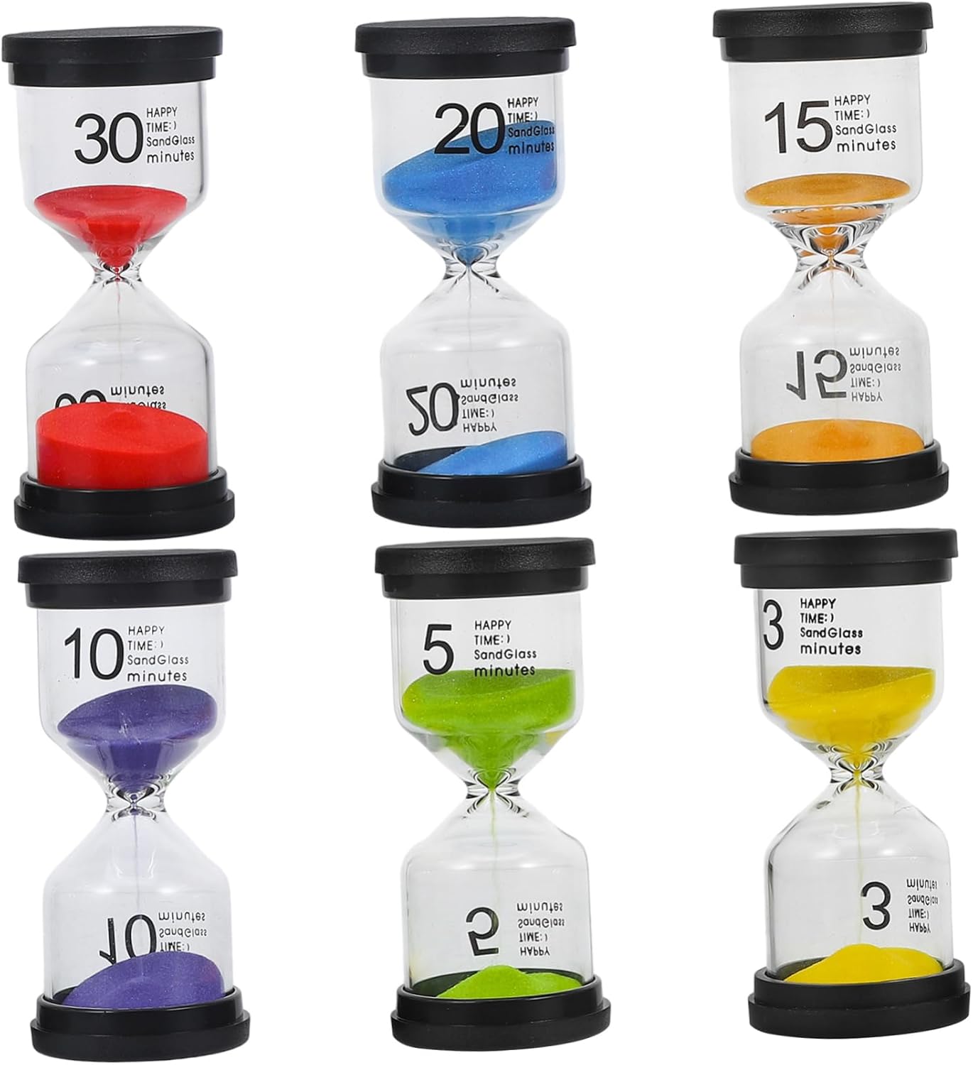 6Pcs Decorative Hourglass Sand Timers for Kitchen Bathroom Cooking Washing Timer Material Unique Accessory