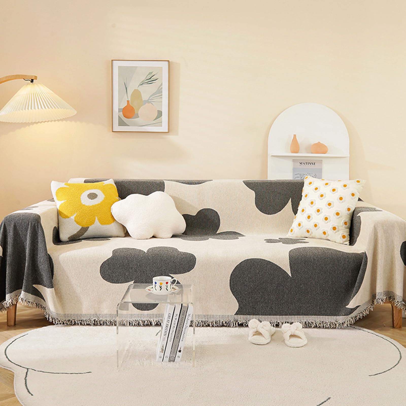 Couvre canapé imprimé gris pour salon chaleureux et soirées cocooning