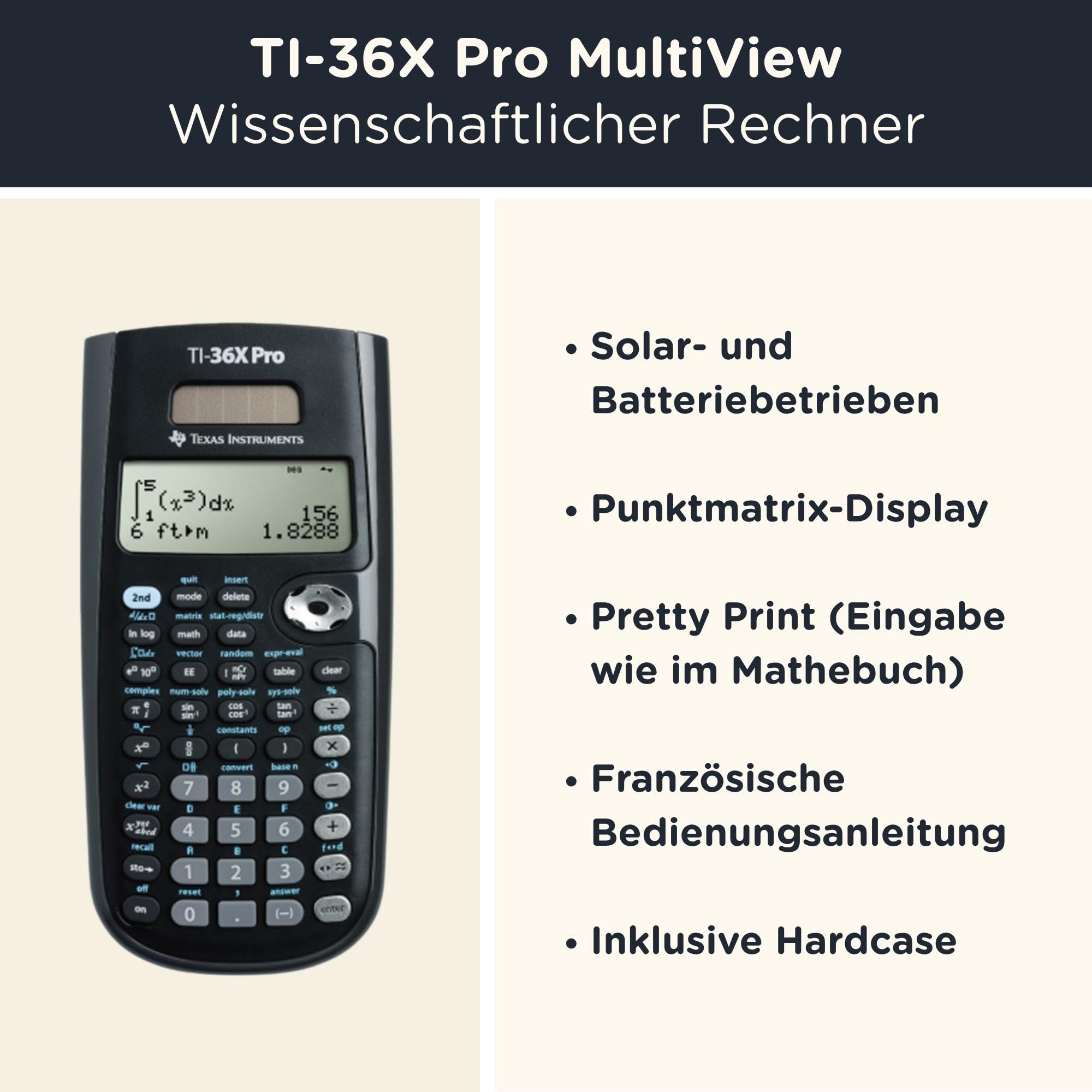 TI-36X Pro MultiView Taschenrechner inklusive Schutztasche Schwarz