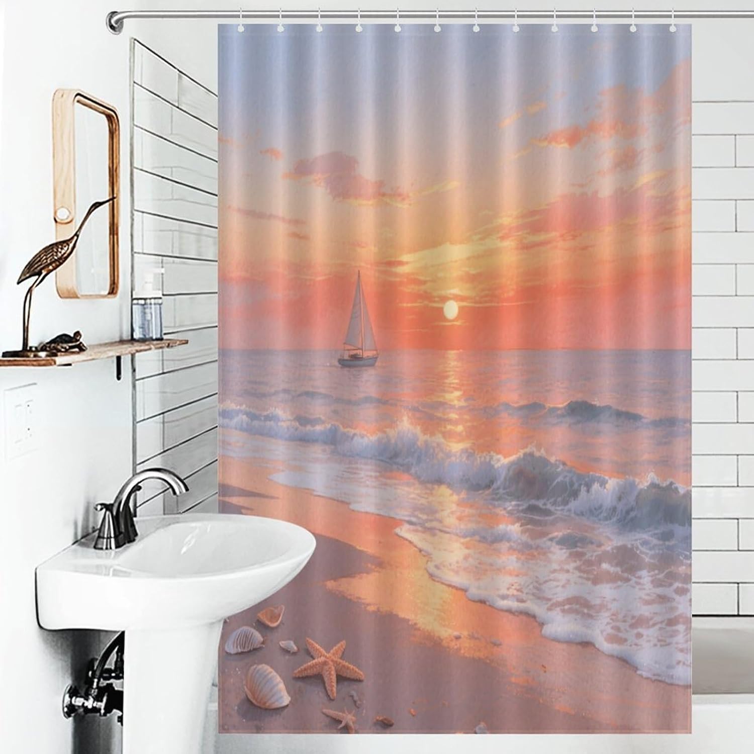 Shower Curtains Fabric Shower Curtain Liner Liner Showers Curtain A Sunset at The Seaside Showers Curtin Opaque for Privacy Protection Water Splash Protection High Aesthetics