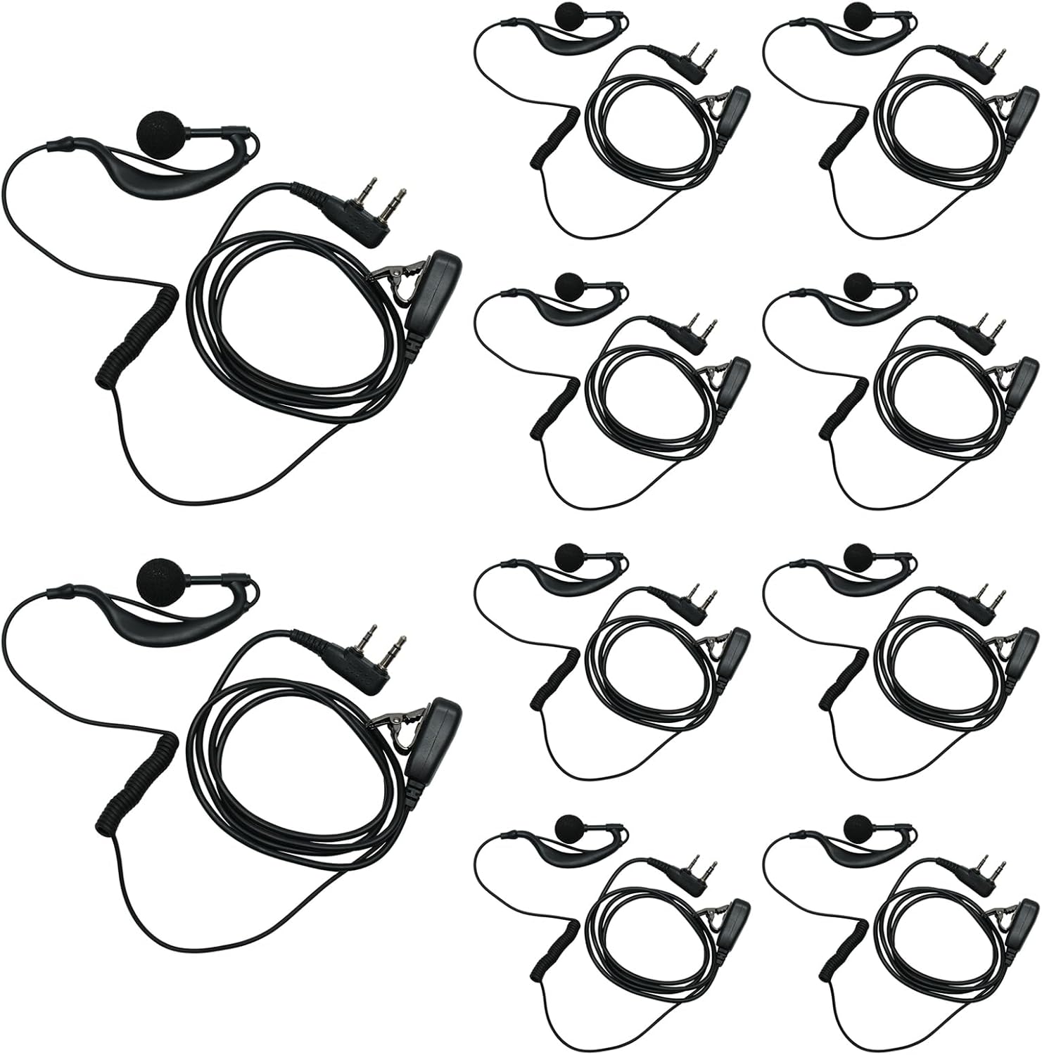 G Shape Headset with PTT Mic Compatible for Baofeng UV-5R BF-888S BF-F8HP BF-F9 Kenwood TK-3140 TK-2202 TK-3400 TK-3402 TK-3107 Two Way Radio 10Pack