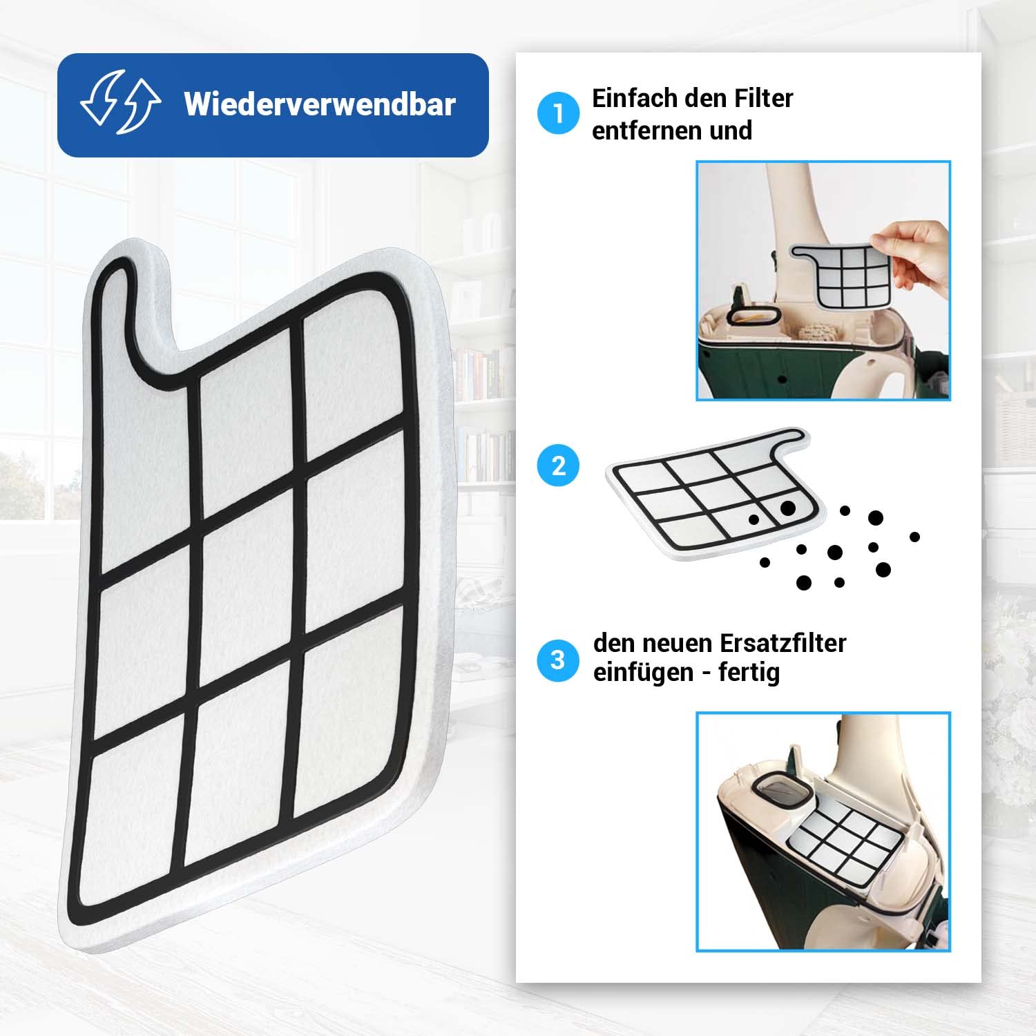 VIOKS Set Di 4 Filtri Di Protezione Motore Di Ricambio Per Filtro Vorwerk 360981