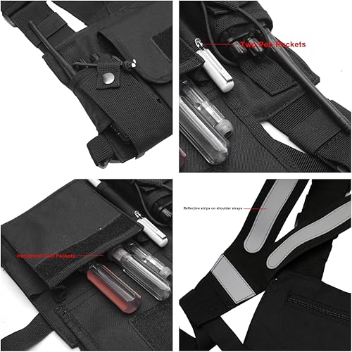 Miniatura 3 de Arnés de radio en el pecho frontal de un solo paquete con funda para Motorola Midland Kenwood Baofeng Retevis Walkie Talkie con tiras reflectantes