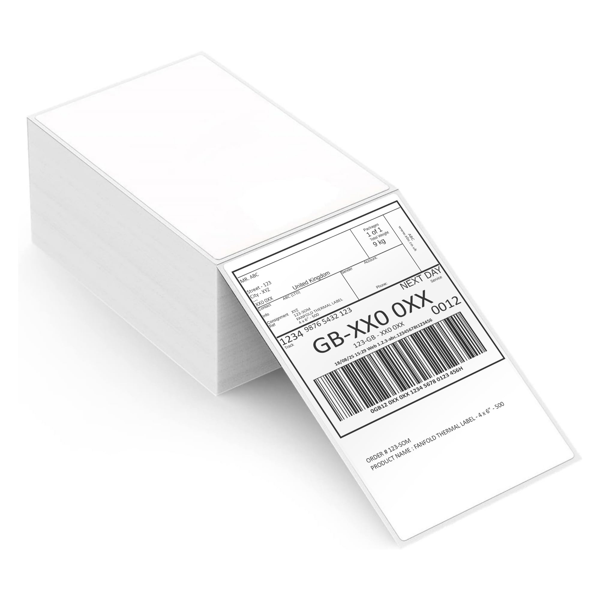 JeeJaan® 500 of Fanfold Thermal Label 4x6 Sticky Labels 100 x 150 mm Self-Adhesive Direct Shipping Labels Works with Zebra TSC Toshiba Citizen Label Printers for Shipping Barcodes Inventory