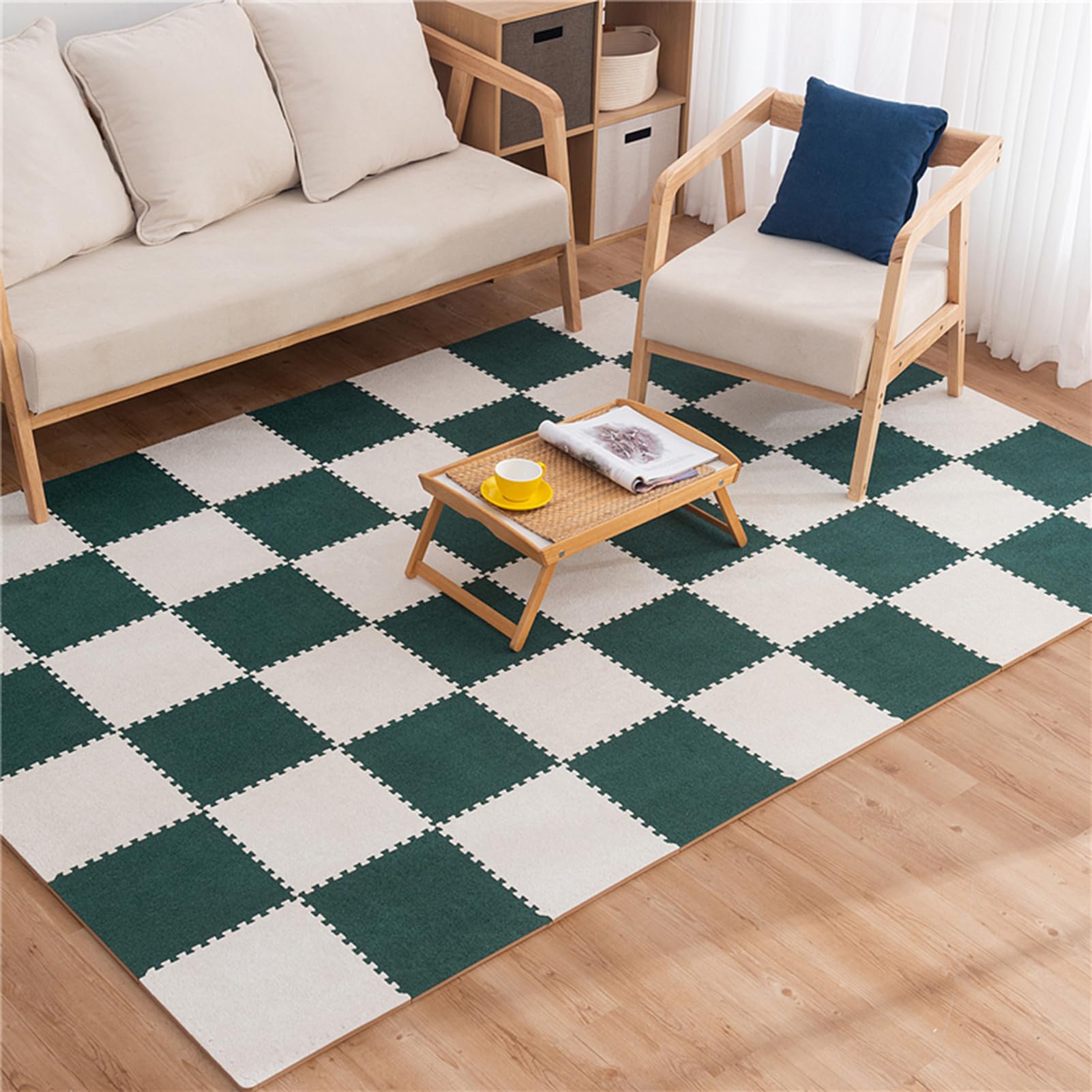 Dalles De Moquette Emboîtables 40 Pièces, Tapis De Sol en Mousse Puzzle, 0,39 Pouce D'épaisseur, Salon, Chambre à Coucher, Salon, 11,8 Pouces(Color:Café