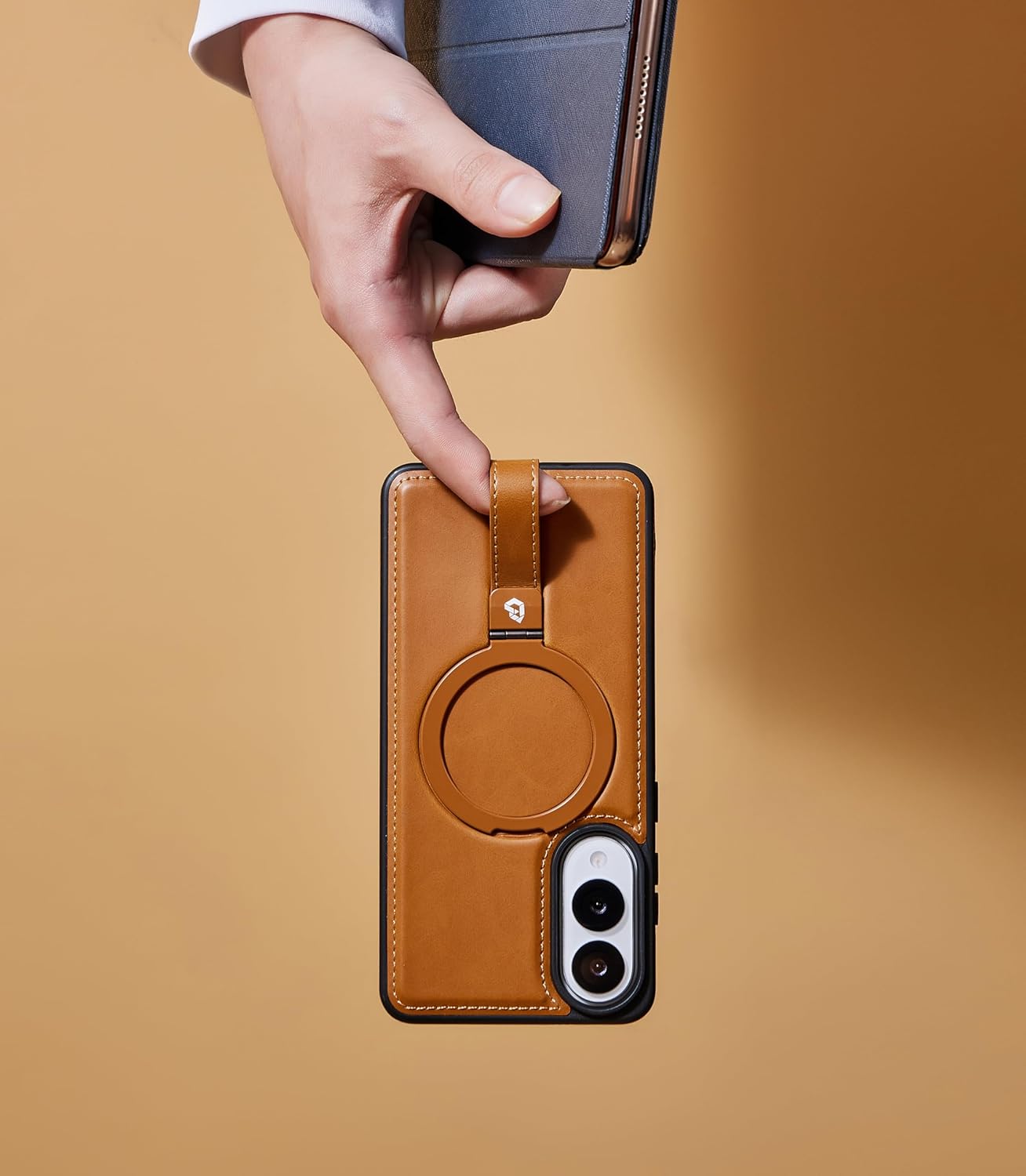 for Samsung Galaxy S25 Edge Leather Case with Stand, Anti-Slip Grip Ring, Fits for MagSafe (Brown, S25 Edge-6.7inch) - Image 6