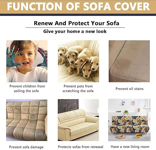 Miniatura 3 de KOFOT Funda elástica estampada para sofá cama, funda de sofá sin brazos, funda de futón con parte inferior elástica, protector de muebles para sala