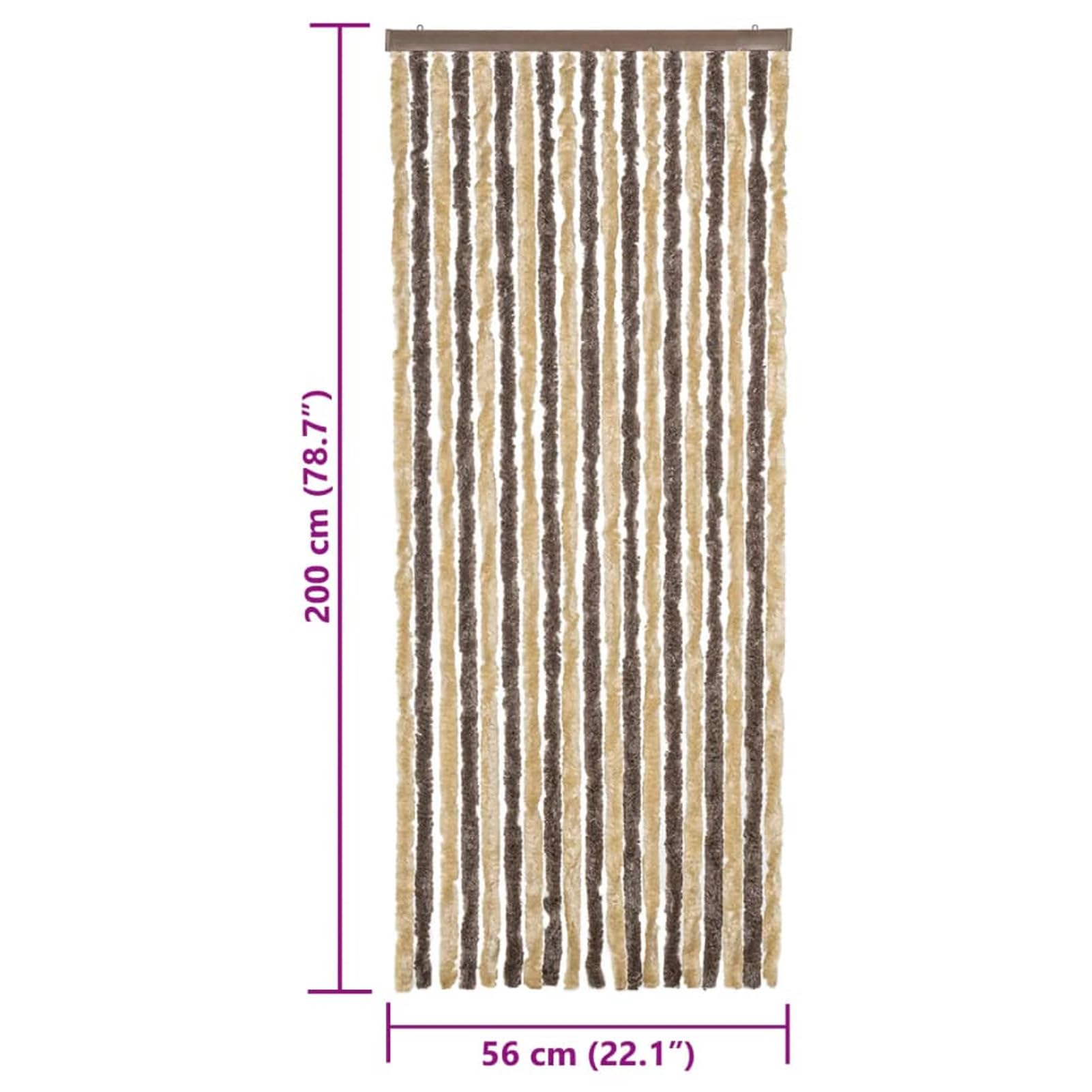 Tenda Antimosche Marrone Scuro e Beige 56x200 cm in Ciniglia,Tenda Antimosche per Finestre e Porte Leggera Resistente all'Acqua Silenziosa Zanzariera Antiisetti-377354