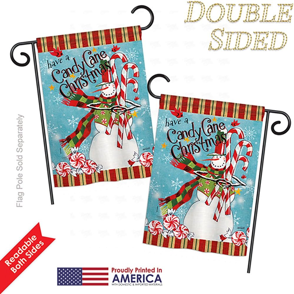 Candy Cane Christmas Garden House Flags Set Wintertime Santa Marry Xmas Present Reindeer Season Snow Small Decorative Gift Yard Banner Double-Sided Made In USA 28 X 40