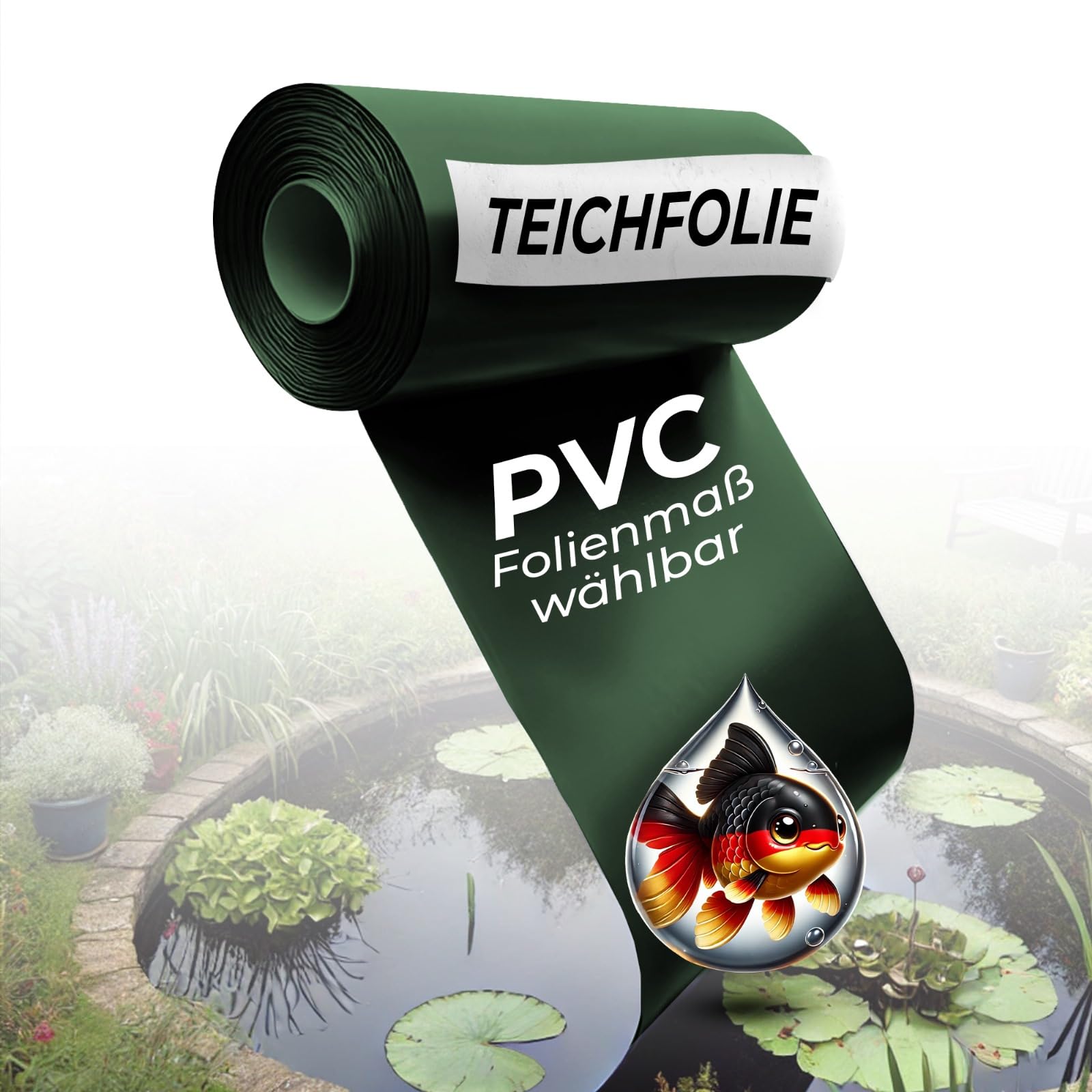 Teichfolie 2x2 m olivgrün 1 mm PVC Made in Germany