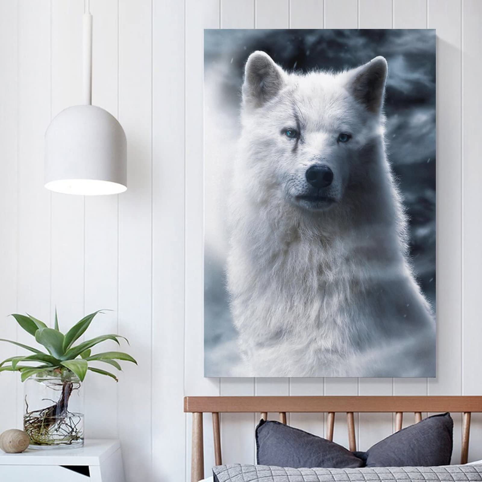 Stampa artistica di lupi, pittura di lupi, bianco, artico, amore, arte della fauna selvatica, ritratto di animali, arte murale, opera d'arte su tela, artista Collin Bogle - Italia