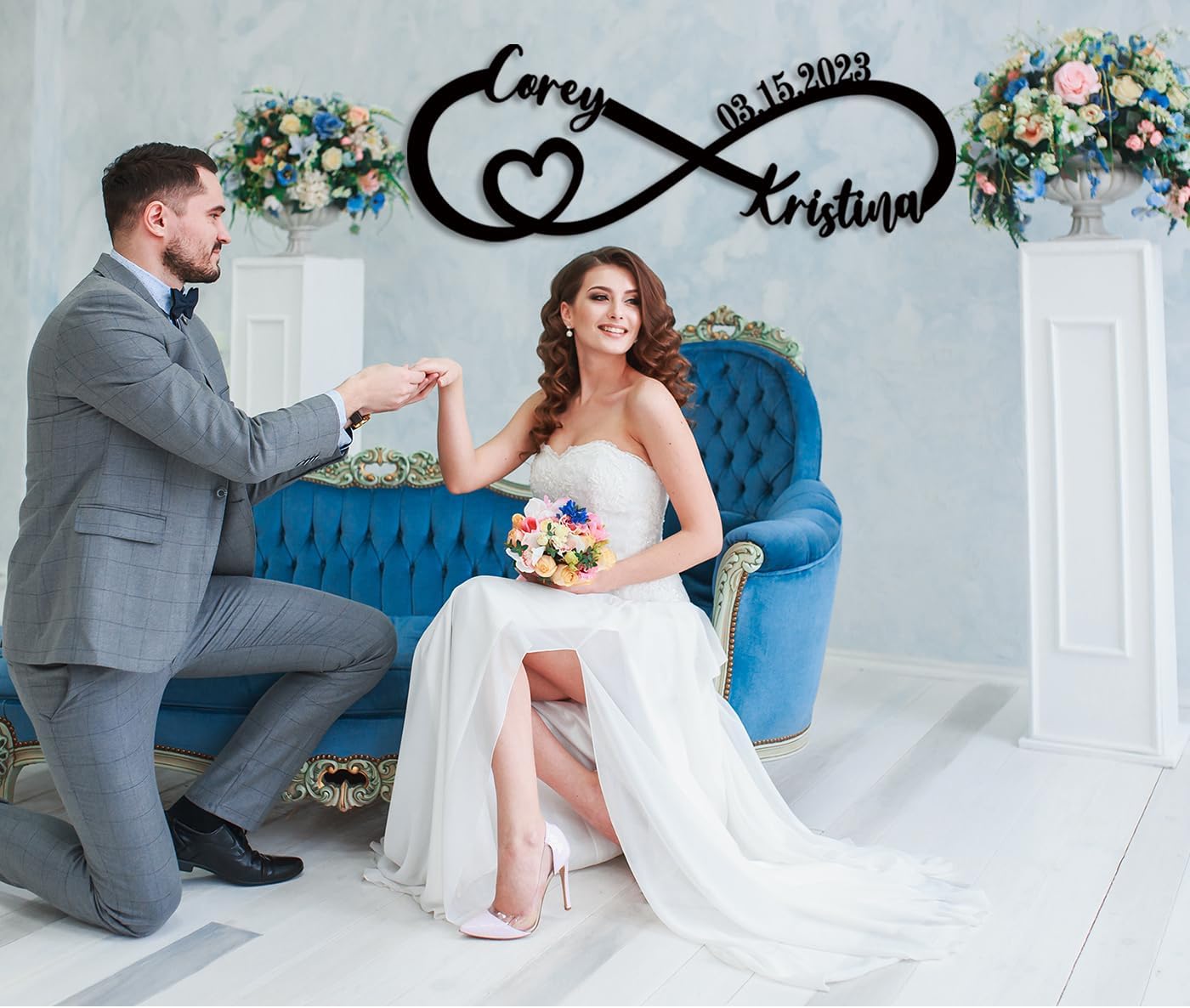 Personalized Wall Hanging Sign Couple Names Sign Infinity Heart Wall Decor Love Sign Plaque Infinity Symbol Wedding Decorations Metal Wall Decor Couple Name Sign Wedding Gifts for Couples…