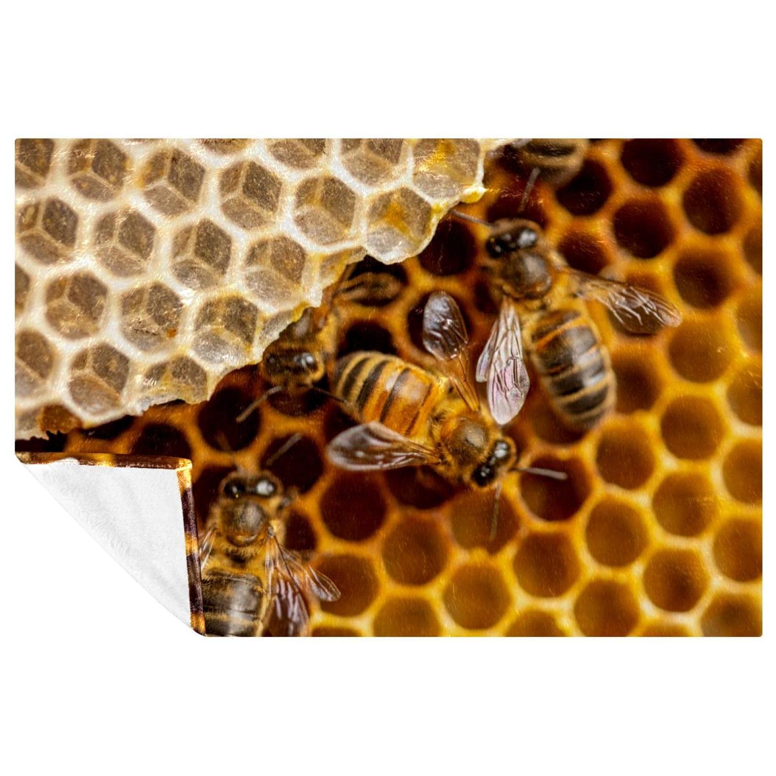 Couverture douce abeille 150x100 cm chaude pour lit et canapé