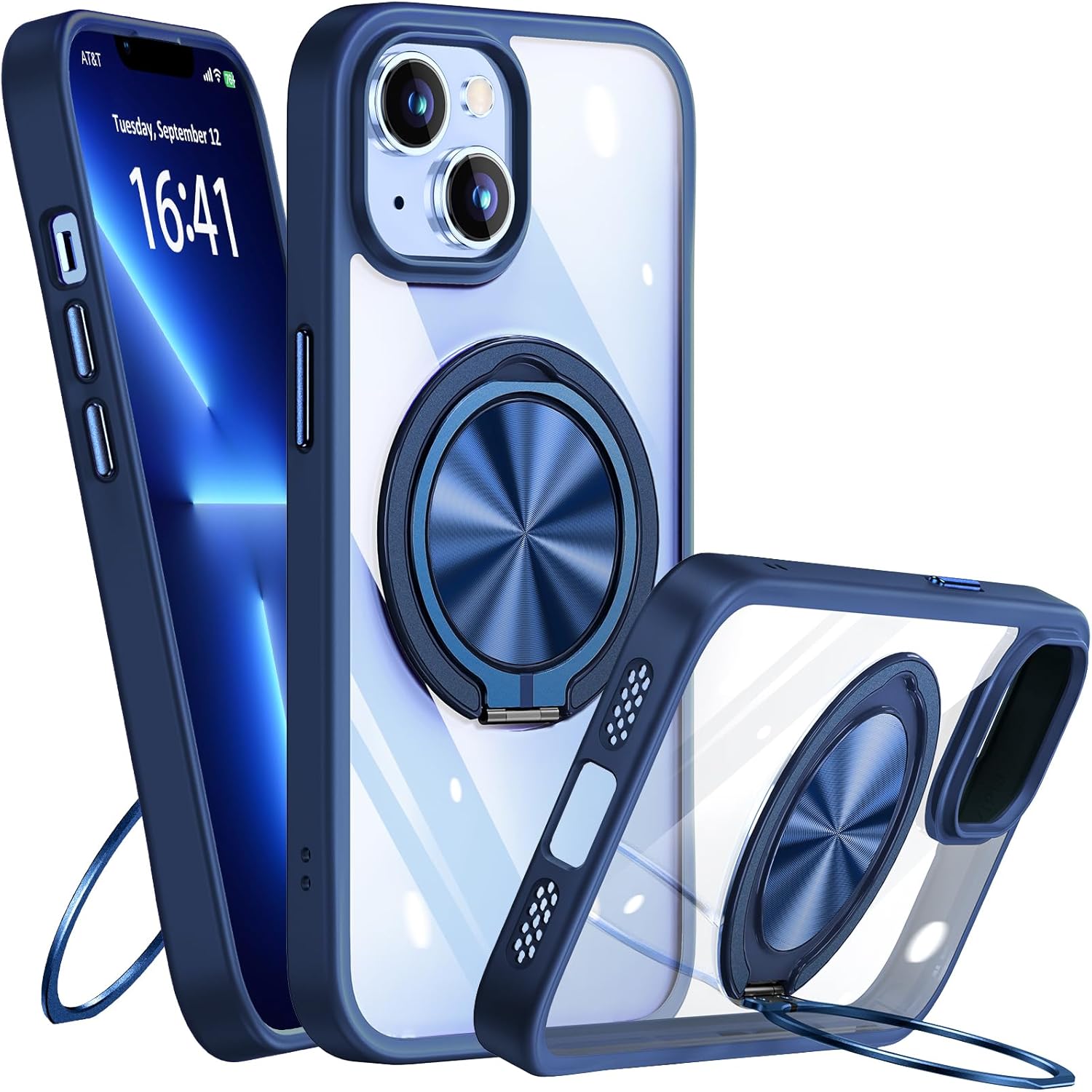 360° Rotatable Ring & 180° Foldable Stand Clear...