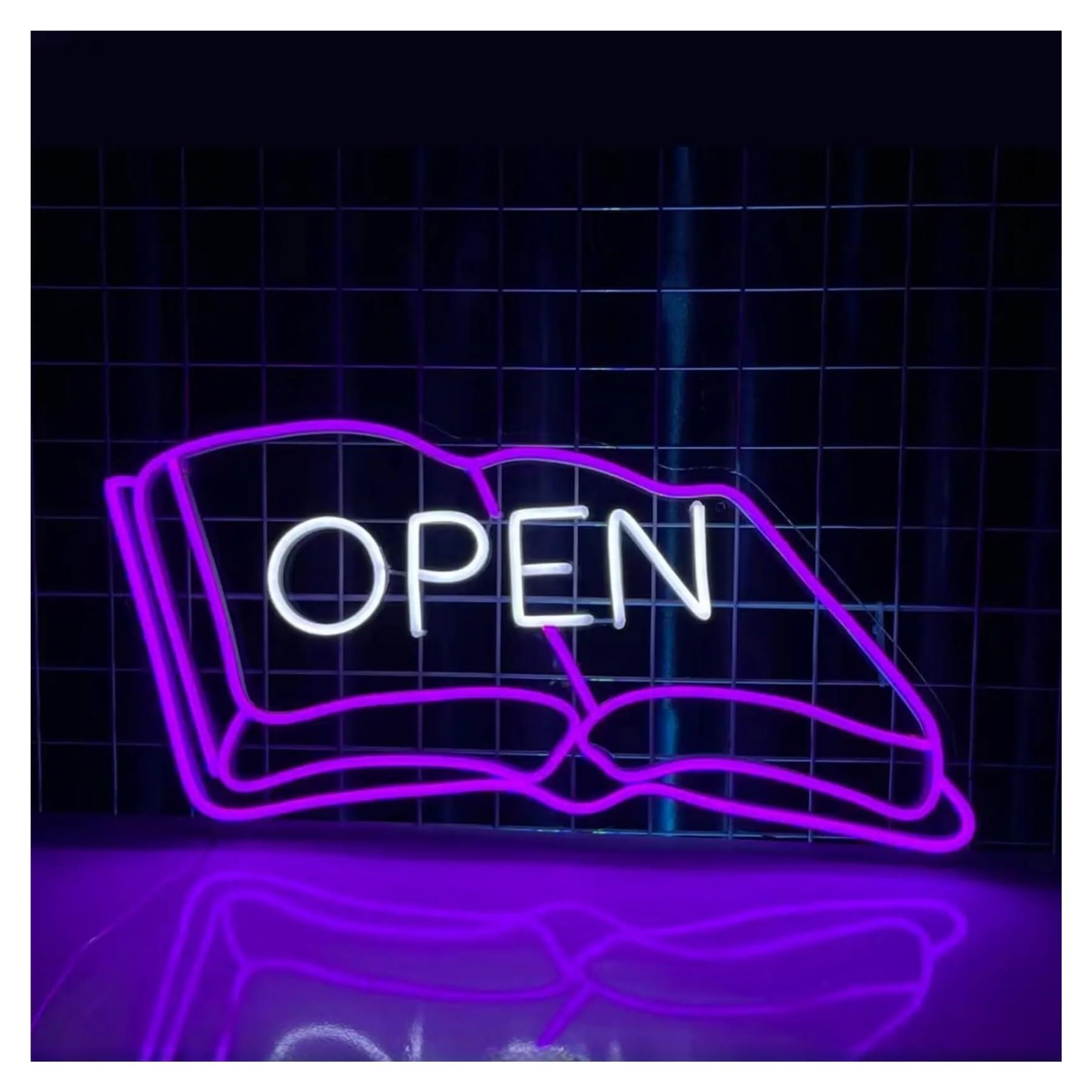 Hängende Kunst-Leuchtreklamen Kommerzielle Dekor-Neonschilder, USB-betriebene Offene Buch-Neonlichter, Geeignet Für Schaufenster, Party-Dekor, Nachtlampe 28cmx40cm