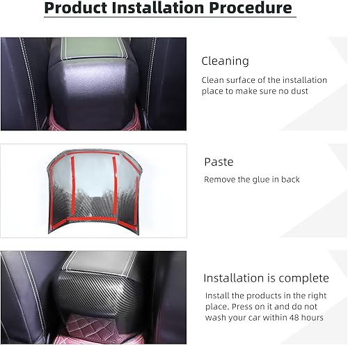 Miniatura 6 de Jimen Compatible con 2010-2015 Chevrolet Camaro Reposabrazos Trasero Caja Panel Cubierta Trim (Fibra de Carbono)