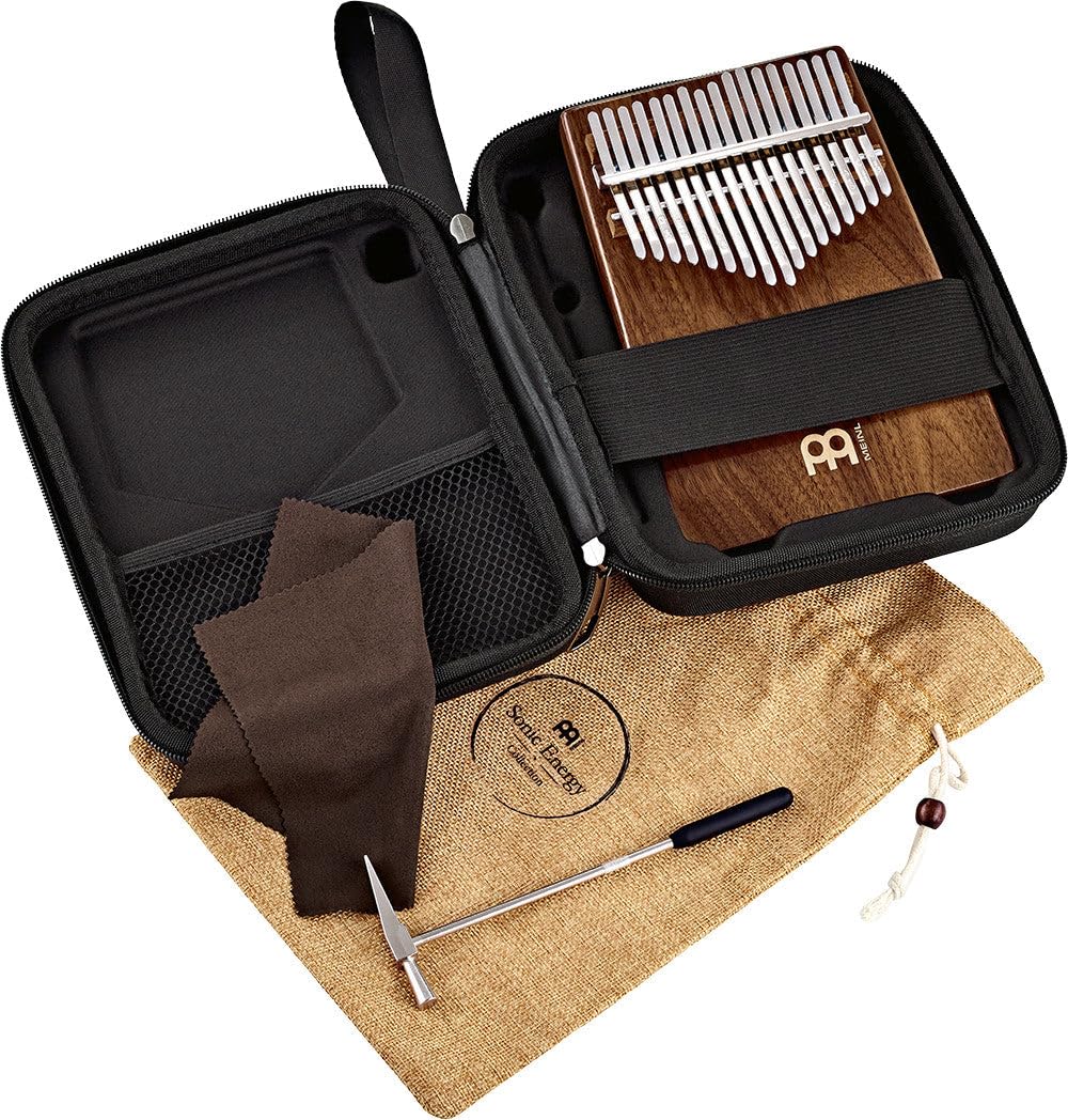 Sonic Energy Massivkörper Kalimba – C-Dur, 17 Töne – Schwarzes Walnussholz – Für Meditation, Yoga, Percussion – Inkl. Zubehör (KL1701S)