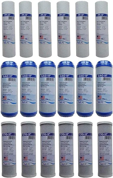 3 Years Supply (18 pcs) Universal Reverse Osmosis RO Replacement Set of 3 filters: Sediment, GAC, CTO Carbon Block