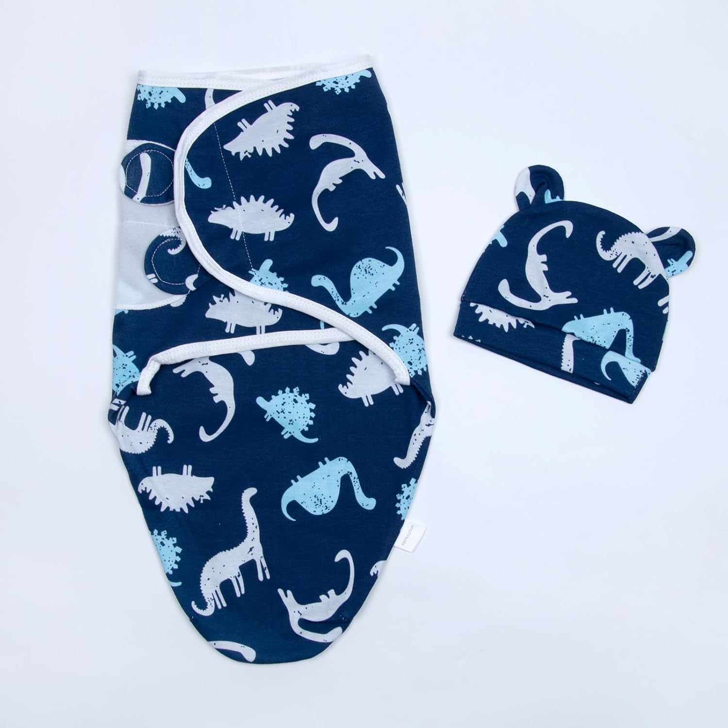 Reborn Baby Doll Dinosaur Swaddle Blanket & Hat Set -100% Cotton and Machine Washable, Reborn Baby Doll Clothes Accessories fit 17-22 Inch Boy Dolls