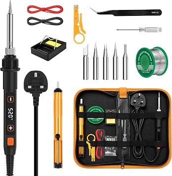 80W Soldering Iron Kit LCD Adjustable Temperature 180-520 C 15 in 1