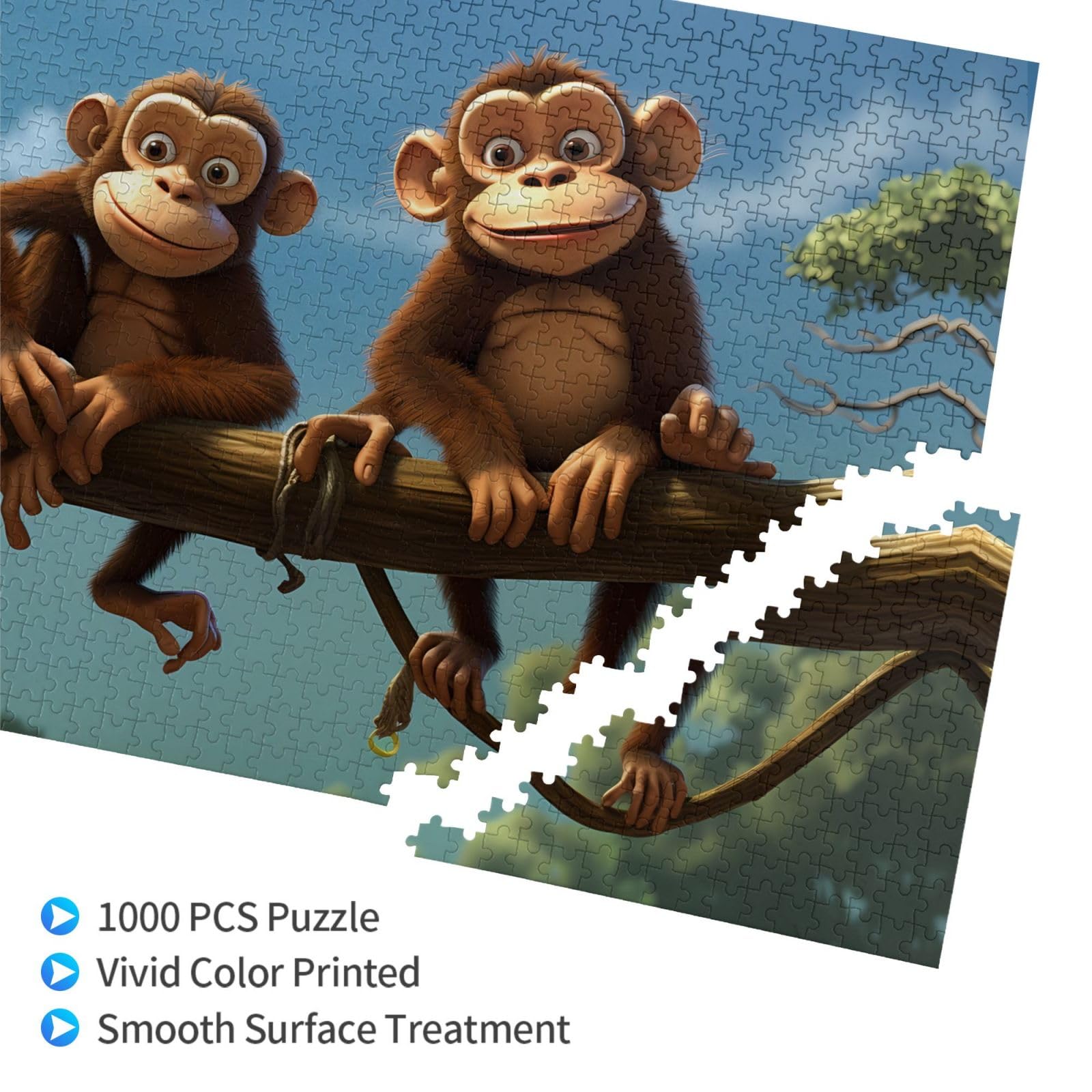 Amazon.com: KINGNOYI Two Monkeys Jigsaw Puzzles1000 Piece