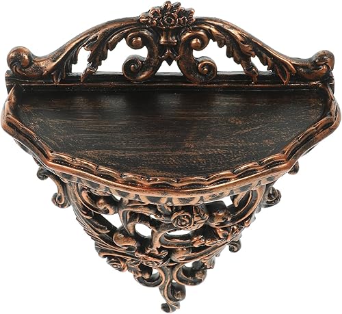 Homoyoyo Estante flotante de pared de resina montado en la pared, organizador de pared decorativo retro hueco tallado de flores decoración de arte