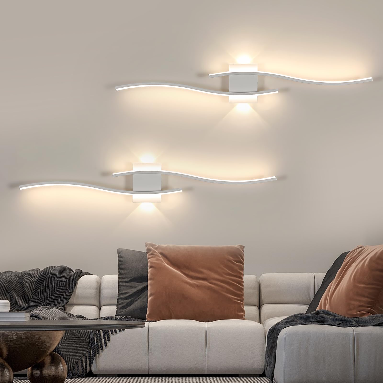Comely Applique Murale Longue Intérieure 89.5 cm, LED Lampe Murale Blanc | 27W 3000LM, Applique Murale Interieur Moderne Design pour Chambre 4500k