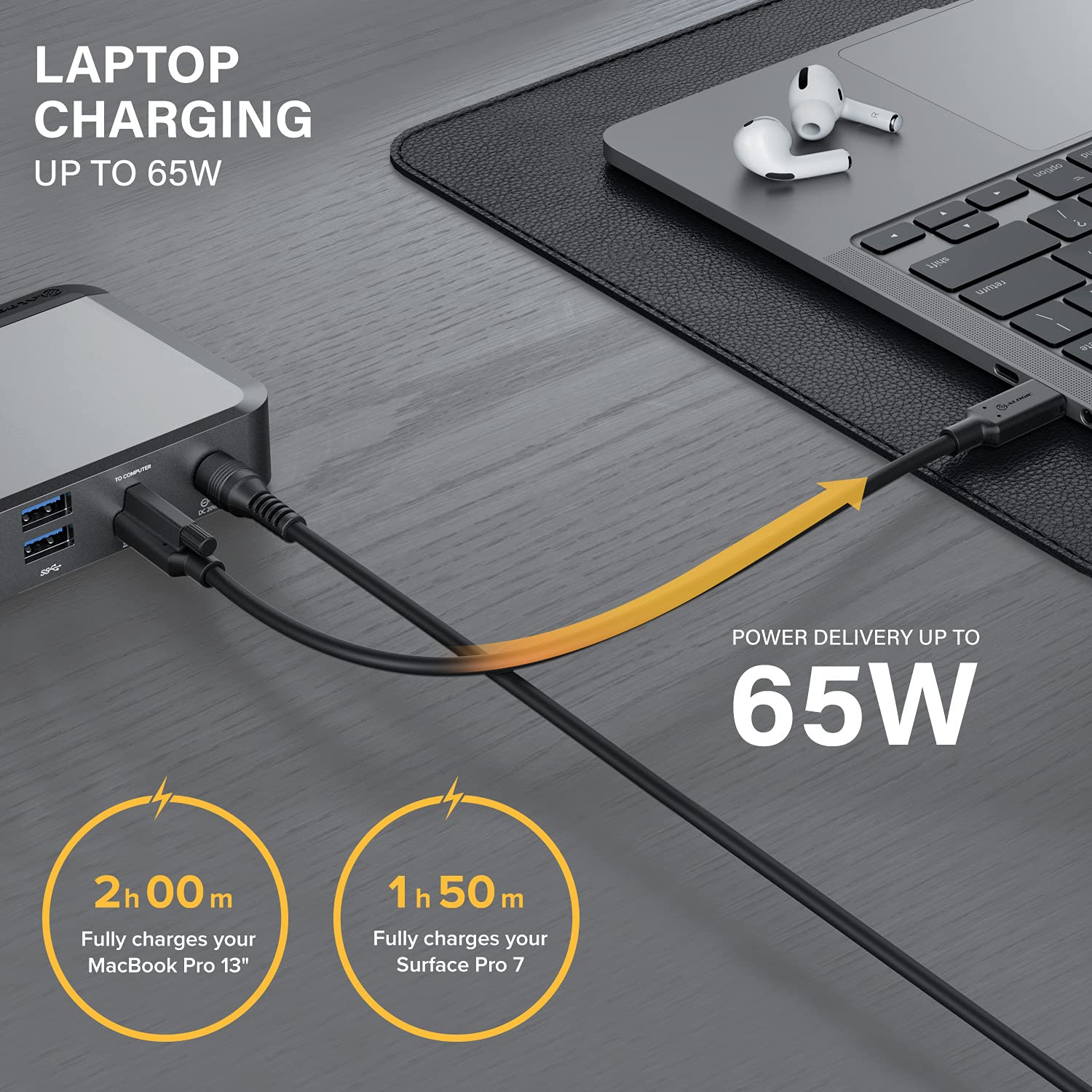 ALOGIC Dual 4K Display Universal Docking Station DX2 with 65W Laptop Charging for Mac and Windows,2x4K@60Hz DisplayPort, 1x USB-C 10G (with Fast Charging), 3x USB-A 5G, Audio, Gigabit Ethernet