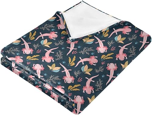 Miniatura 2 de KLL Aquarium Scene Axolotl Sea Flannel Fleece Blanket Spring Fluffy Blanket Flannel Microfiber Throws 60"x90" for Bed, Office, Office Cozy Plush