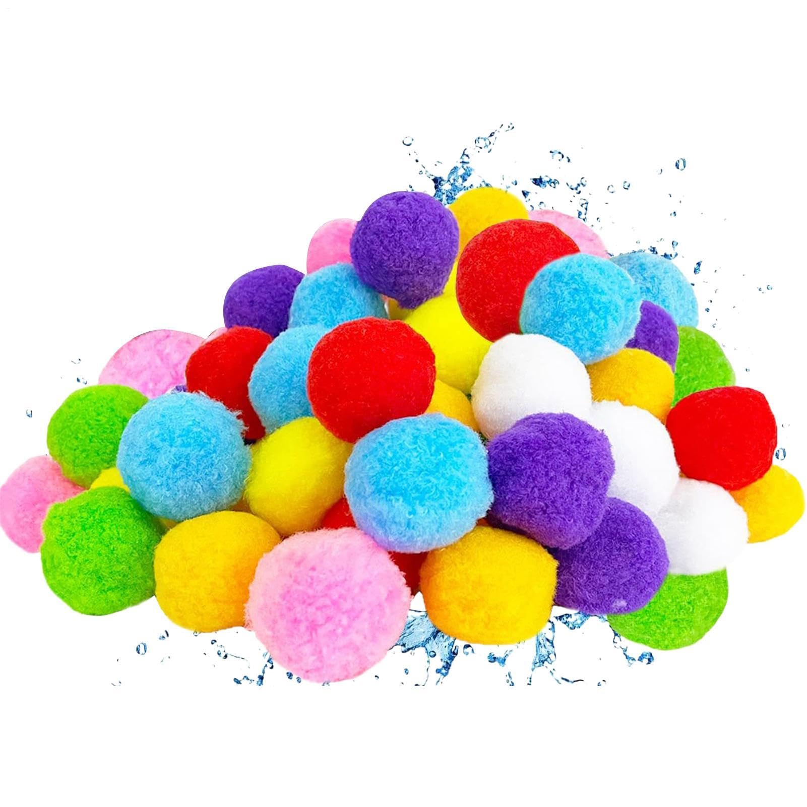 Sdtgrtht Reusable Water Sponge Balls, with Mesh Bag, 8 Colors, 60 Pieces, 25x23x10cm, Fun Soft Colorful Soakers, Highly Absorbent Water Bombs Ball, for Outdoor Toys and Games, Beach and Pool Fun