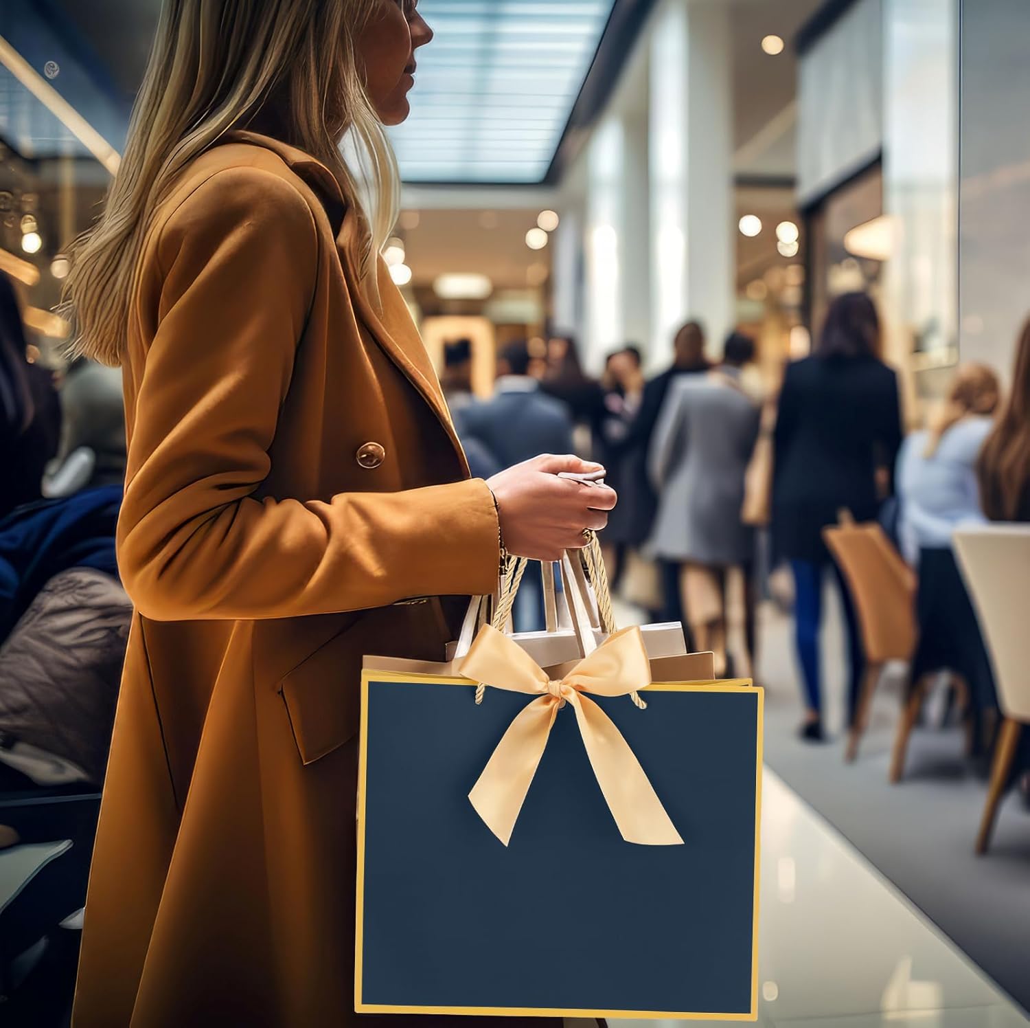 Silkfly Thank You Gift Bags with Handle 12x10x4'' Welcome Return Gifts Bag with Bow Ribbon for Wedding Bridesmaid Baby Shower Birthday Housewarming Employee Appreciation Day(Navy Blue,12 Pcs) - Image 6