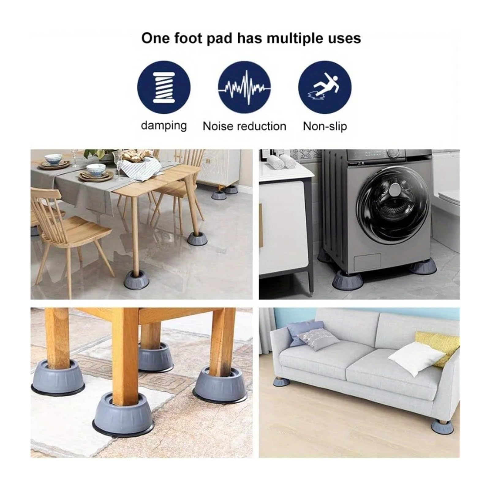 Elevadores De Base Antivibración, Almohadillas De Choque A Prueba De Humedad For Lavadora Y Refrigerador(8pcs)