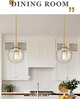Vista 4 de Luces Colgantes para Isla de Cocina, Lámpara Colgante Moderna Dorada con Pantalla de Globo de Vidrio Transparente, Accesorios de Iluminación